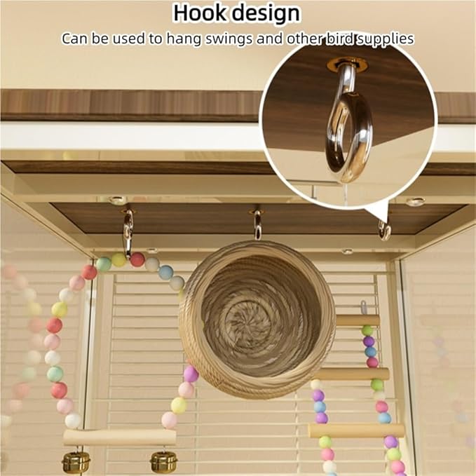 Medium Bird Cage with Rolling Wheels, Modern Clear Decorative Birdcage for Lovebirds, Hill Mynas, Budgerigars, Sun Conures, Munias, White-Eyes(Beige)