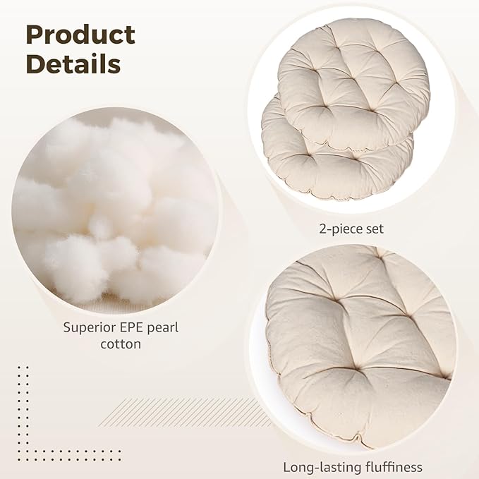 2 Pcs Cat Pillow Cushions, Cat Pillow Bed, Soft Fluffy Pet Pillows for Cats and Small Dogs, Washable Round Tufted Cushion Mat, 16.9 Inch Diameter, 2.4 Inch Thick