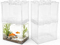 JIABEIUS 4 PCS Small Betta Fish Tank, 0.2 Gallon Mini Aquarium Tank, Cube Stackable Fish Bowl, Tiny Desktop Tank for Small Fish, Insect, Shrimp, Turtle, Spider