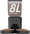 Automatic Cat Feeder for 2 Cats - 8L/34 Cups Large Capacity Auto Cat Food Dispenser with LCD Screen, 2 Food Trays, Timed Feeder, Up to 50 Portions 6 Meals Per Day, Keep Fresh