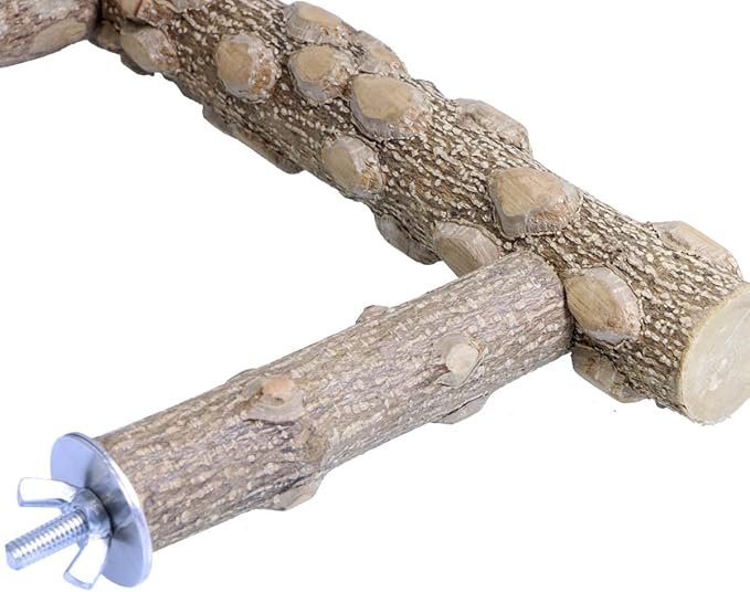 Bird Perch Stand, Bird Cage Top Perch Gym,Natural Wood Parrot Branch for Small Medium Large Parrot (S)