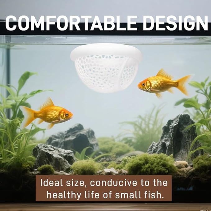 Laoha 2 PCS Floating Betta Hammock & Shrimp Shelter – 3D Printed Aquarium Decor with Feeding Ring, Safe Resting Spot for Betta Fish, Shrimp and Small Fish(2, White)