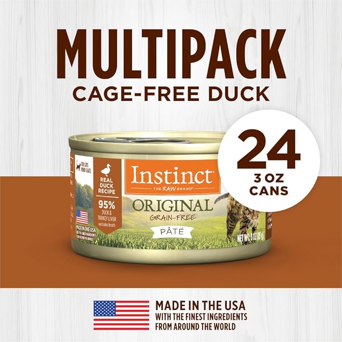 Instinct Original Pate Wet Cat Food, Grain Free Recipe - Real Duck, 3 Ounce (Pack of 24)