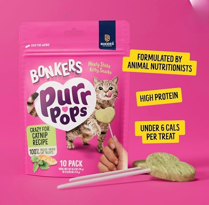 Bonkers Cat Treats, Catnip Chick'n Cheddar Flavor, 3 oz Pack with Catnip Purrpop Sample