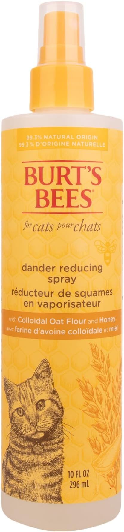 BURT'S BEES FOR PETS Cat Dander Reducing Spray with Colloidal Oat Flour and Honey, Waterless Cat Grooming Spray for Dry Skin and Dandruff Control, Cat Dander Remover for Allergy Support, 10 Fl Oz