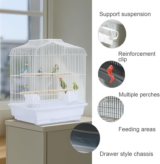Travel Bird Cage 20.5×18.1×14.2 in Portable Birdcage with Handle and Perches for Small Parrots Canaries Cockatiels Lovebirds Finches Budgies Conures