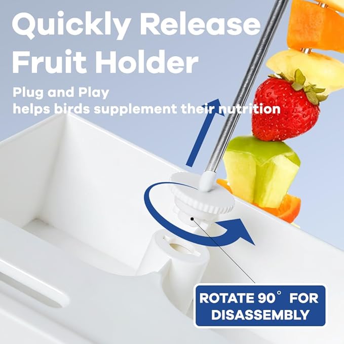 No Mess Bird Feeder for Cage with Vegetable and Fruit Holder, Automatic Parrot Feeder Cage Accessories, Food Bowls for Small Parrots Canary Parakeet Budgies Conure Cockatiel Lovebird