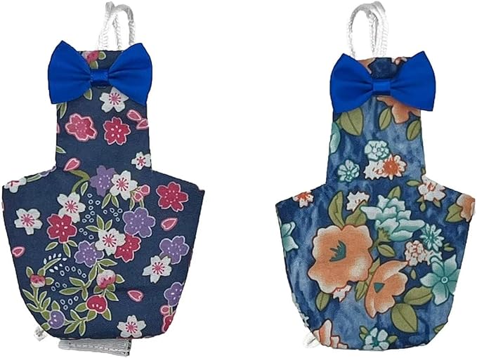 2 PCS Floral Parrot Diapers Bird Flight Suit Blue and Green Reusable Inner Layer for Parakeet Mini Macaw