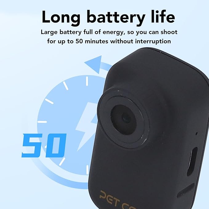 Yosoo 4K Cat Collar Camera HD WiFi Pet Camera Small Action Sport Dog Cam Magnetic Clip Back Shake Proof for Ride Record (Black)
