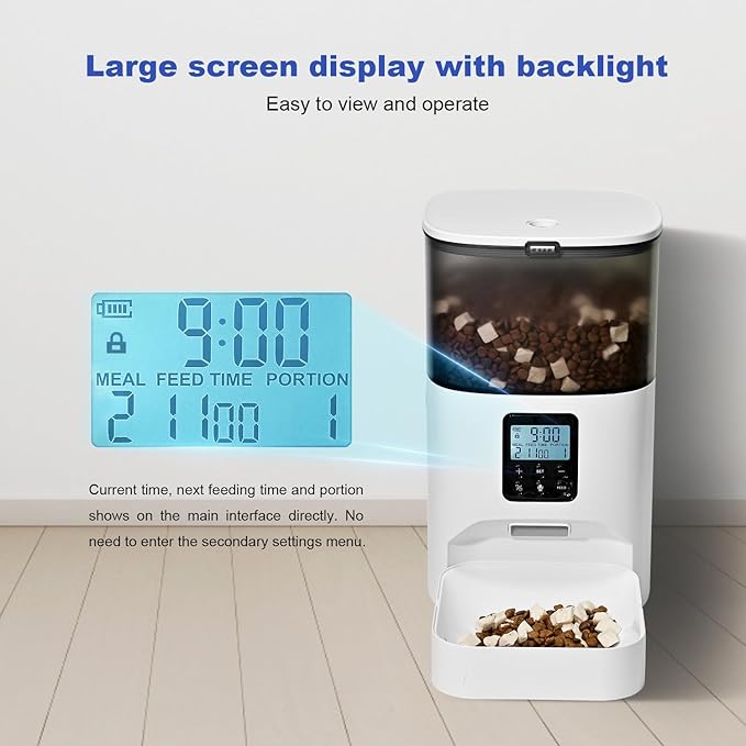 Automatic Cat Feeder, 4L Cat Food Dispenser with 10s Voice Recorder, Pet Feeder up to 8 Meals per Day, Timed Dog Feeder with Dry Food Sealed Ring
