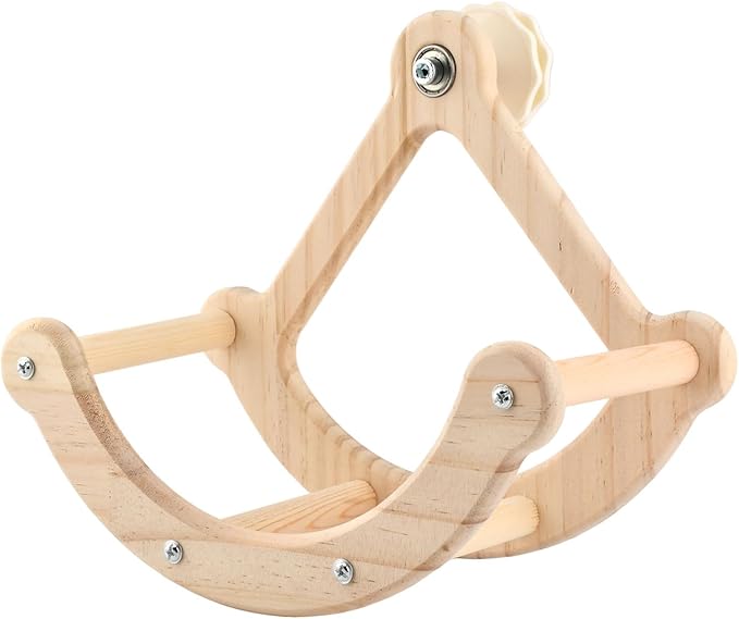 Bird Perch Toy, Interactive Rocking Parakeet Toys and Perches, Wooden Exercise Cockatiel Toys, Intelligence Birds Enrichment Toy for Parrot, Bird Cage Perch for Budgies Conure