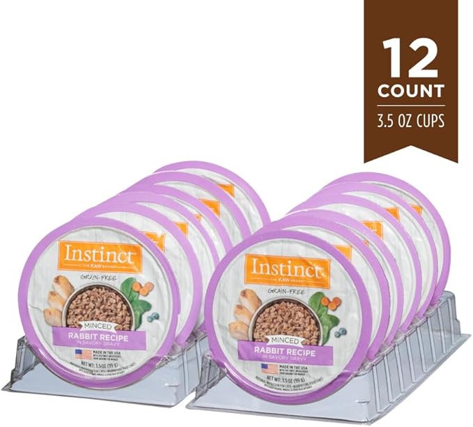 Instinct Original Minced Natural Wet Cat Food,Grain Free Recipe - Real Rabbit,3.5 oz. Cups,(Pack of 24)
