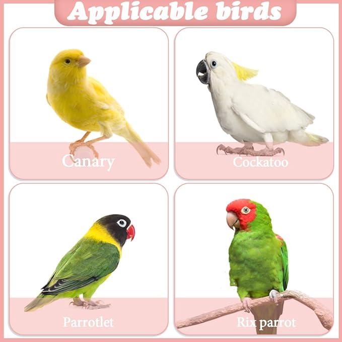 3 Pieces 79''/2 M Bendable Bird Rope Perch Stand, Colorful Climbing Rope Perches for Bird Cages Swing Pole Parrot Parakeet Cockatiel Lovebird Budgie Accessories 1 Short & 2 Long
