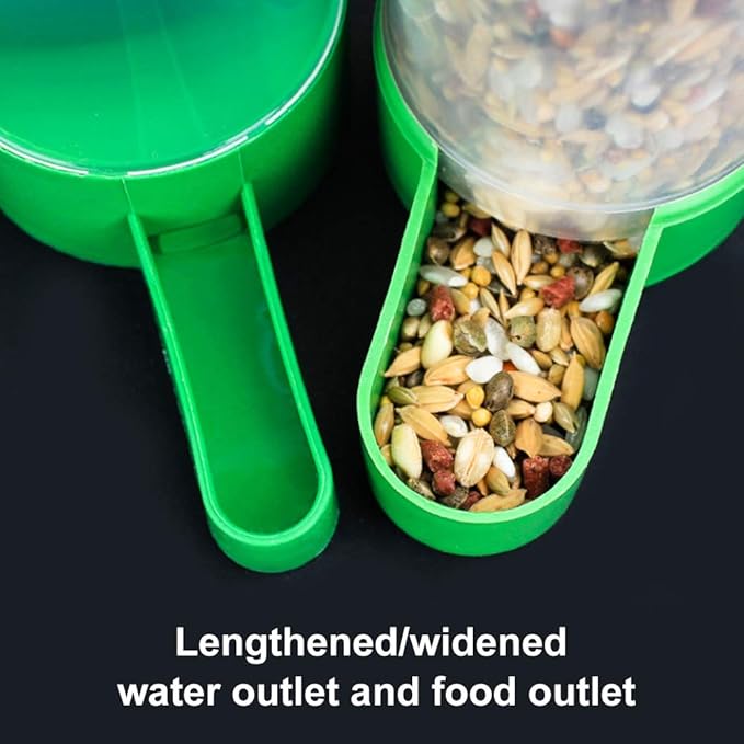Bird Water & Food Dispenser Set, Automatic Feeder - 2x 90ml Water, 1x 150ml Food Feeder, BPA Free, for Parrots, Lovebirds, Cockatiel