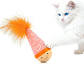 Lulu's world Cat Feather Toy, Catnip-Free Wooden Tumbler for Kittens & Indoor Cats, Interactive Wobble Starter Toy (Niuniu)
