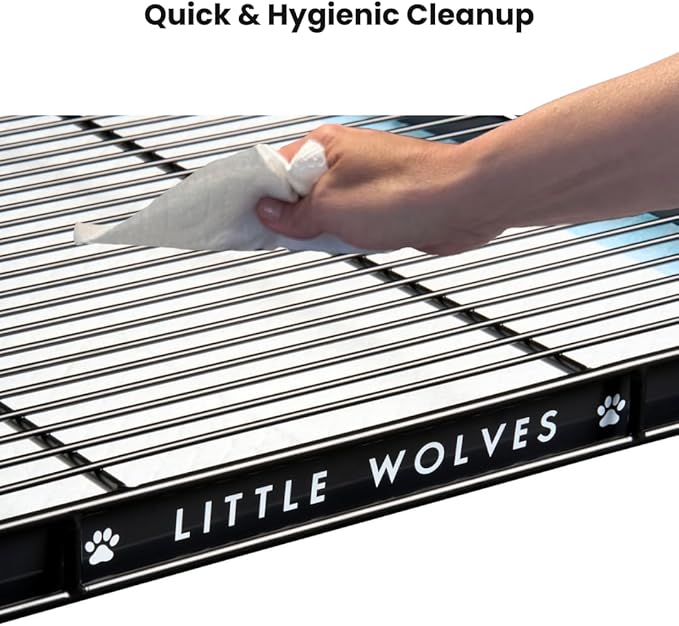 Little Wolves Puppy Potty Tray – 22x22 Shred-Proof Heavy-Duty Training Tray for Puppies & Small Dogs, Easy-Clean, Indoor Dog Pee Pad Holder (Medium Gap)