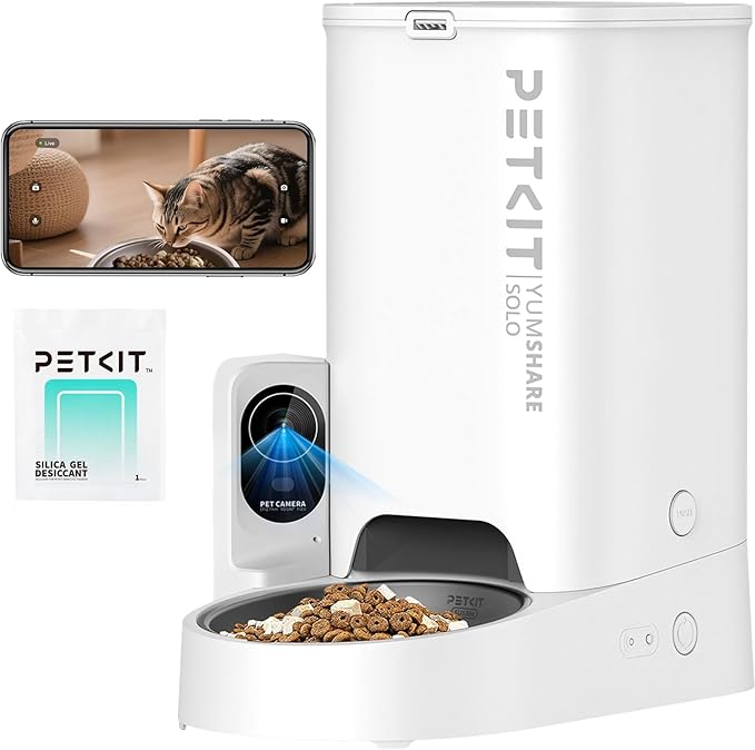 PETKIT Automatic Cat Feeder with Camera, 1080P HD Video with Night Vision, 2.4G WiFi Pet Feeder for Cat & Small Dog, 2-Way Audio & Meal Call Pet Food Dispenser with Desiccant Bag, Motion Capturing