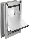 MAVRICFLEX Heavy Duty Dog Door for X-Large Dogs Up to 220LBS, Aluminum Frame Dog Door with Double Sliding Panel and 2 Soft Flaps, Easy to Install, Extra-Large, Matte Silver