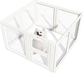 Clear Acrylic Dog Playpen Indoor,Transparent Dog Pen,Easy to Assemble and Clear pet Pen for Puppy Dog, Rabbit and cat,Sturdy and Easy to Clean Plastic pet Fence (White, 30.3" H, 8PCS)