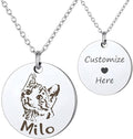 Anavia Customized Pet Portrait & Name Necklace, Personalized Pet Gifts Photo Engraved Necklace, Pet Memorial Jewelry Gift, Cat Dog Necklace for Animal Lover, Dog Mom, Birthday Gift