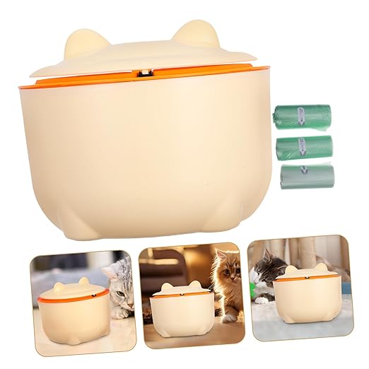 Healifty 1Set Sealed Cat Litter Trash Can with Lid and Trash Bags Versatile Waste Container for Cats and Dogs Easy to Maintain Reusable Litter Box Preventing for Home Use