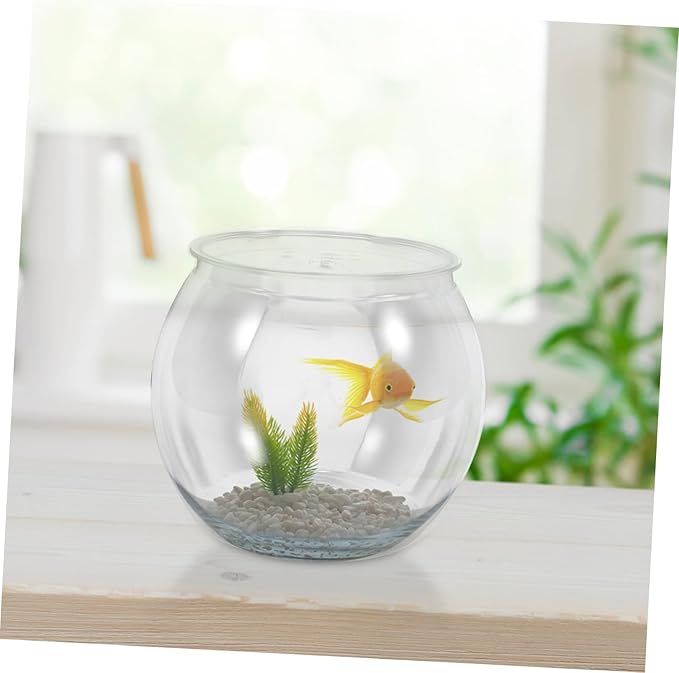 BESPORTBLE Transparent Plastic Fish Bowl Fall-Resistant Tabletop Aquarium for Betta Plants for Home Office Decor Wedding Party Use Eye-catching Design