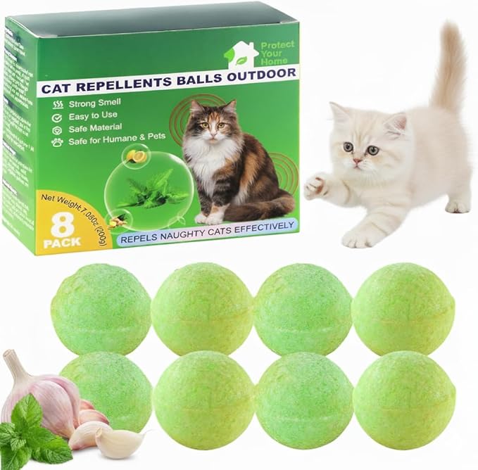 Natural Peppermint Oil Cat Deterrent Outdoor and Indoor, Keep Cats Permanently Out of Yard, Lawn, Garden, Furniture, Mulch & Flower,8 Pack