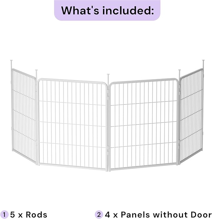 SunsGrove Indoor Dog Playpen, 32 Inch 4 Panels Play Pen for Small and Medium Dogs, Easy Setup Anti-Rust Pet Fence, White