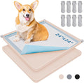LOOBANI Dog Pee Pad Holder - 2 Pack Silicone Puppy Pad Holder - High Edge Dog Potty Tray with 4 Holder Clamps for Puppy Potty Training, Fits Up to 24" x 24" Training Pads, Beige