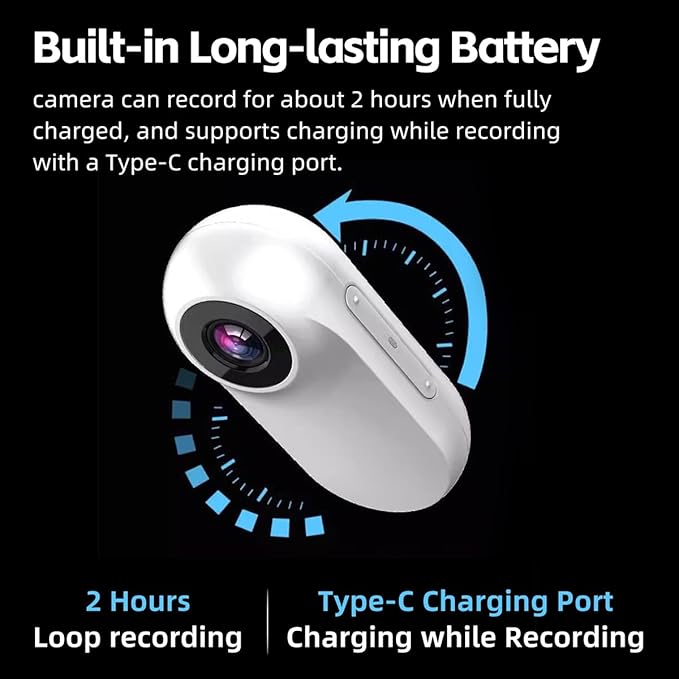 MANON ROSA Pet Collar Camera, Mini Action Camera with 64G SDCard, HD1080P Wireless Dog Cat Collar Camera for Video Records Tracker Monitor, Supports USB& OTG Connection (White)