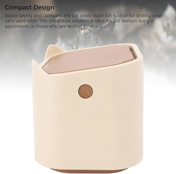 Yinhing Cat Litter Trash Can Press Type Lid Enclosed Odor Control Compact Space Saving with High Strength PP Material for Home Pet Waste Bin