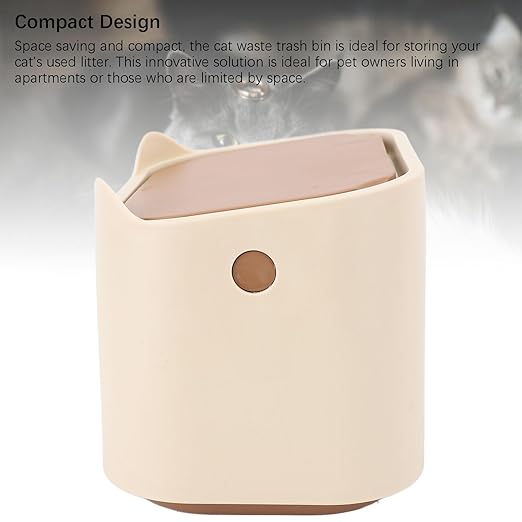 Cat Litter Trash Can with Press Type Lid Enclosed Design Compact Cat Waste Trash Can for Home