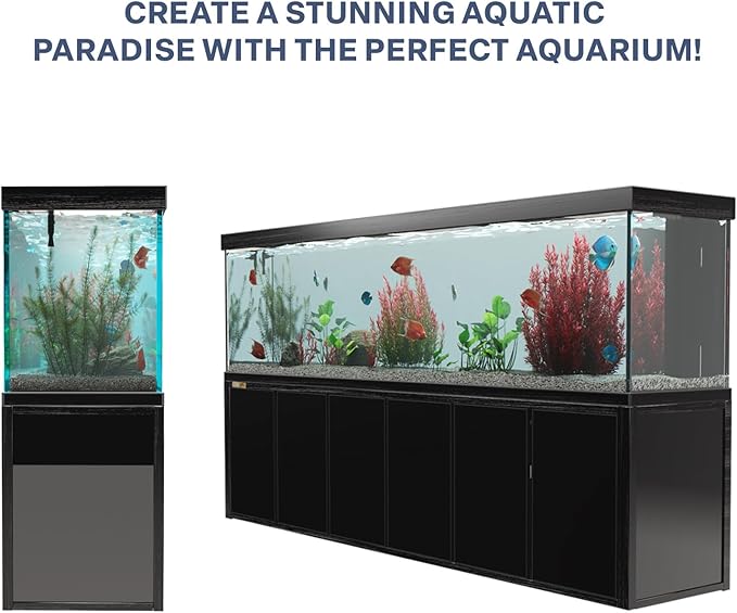 Aqua Dream 500 Gallon Black Aquarium Kit with Stand & Sump Filtration System - Commercial Reef Fish Tank with Ultra-Clear Tempered Glass