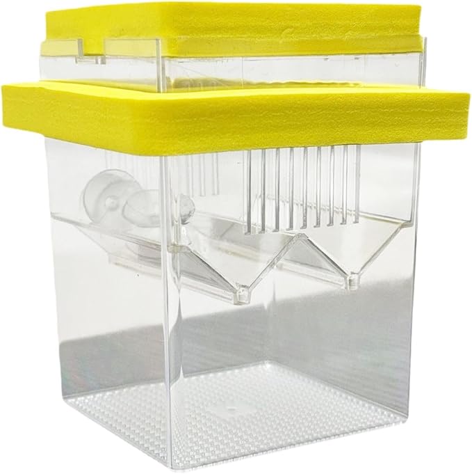 Floating Hatching Box Fish Breeding Box Fish Nursery Separation Hatchery Fish Isolation Box for Baby Fishes Shrimp,Fish Egg, Yellow