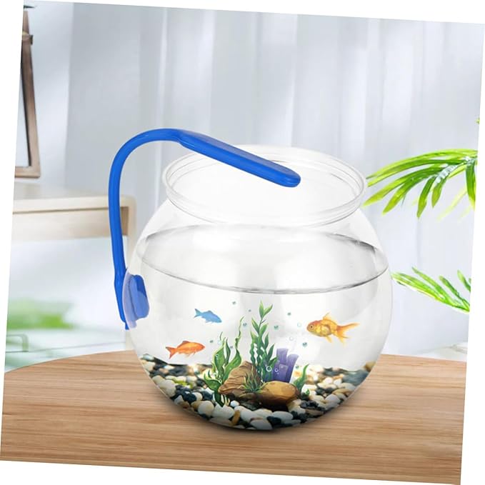 Beaupretty Small Round Fish Bowl Plastic Desktop Fish Tank for Home Office Tabletop Goldfish Aquarium Holder Large 26cm Aquarium