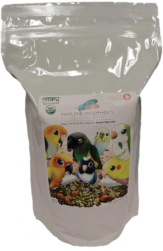 TOP's Parrot Food Marlene Mc'Cohen's USDA Certified Organic Signature Blend Bird Seed and Pellet Mix for Small Birds 2.5lbs