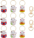 WEBEEDY 9 PCS Lucky Cat Collar Bells 3 Styles Pet Collar Bells Charm with Key Rings Brass Fortune Cat Collars Charms Loud Sound Small Animal Pendant for DIY Bag Keychain Home Decoration Supplies