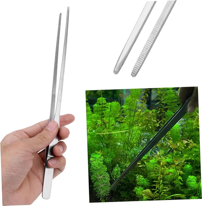 Beaupretty 38cm Straight Aquatic Plant Tongs Stainless Steel Fish Tank Plant Ergonomic Tip for Easy Removal