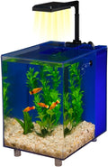 PENN-PLAX Water-World Prism Nano Aquarium Kit – Includes Integrated Filter, 2 Filter Media Cartridges, Telescoping LED Light, and Tinted Cover – 2 Gallons – Blue