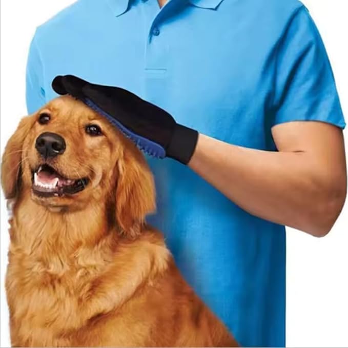 Pet Grooming Glove-Pet Hair Remover Glove- Perfect pet Cleaning Brush Glove- Perfect Washing Glove Brush of The Dog & pet for Short and Long Fur - 1 Pack (Right-Hand), Blue