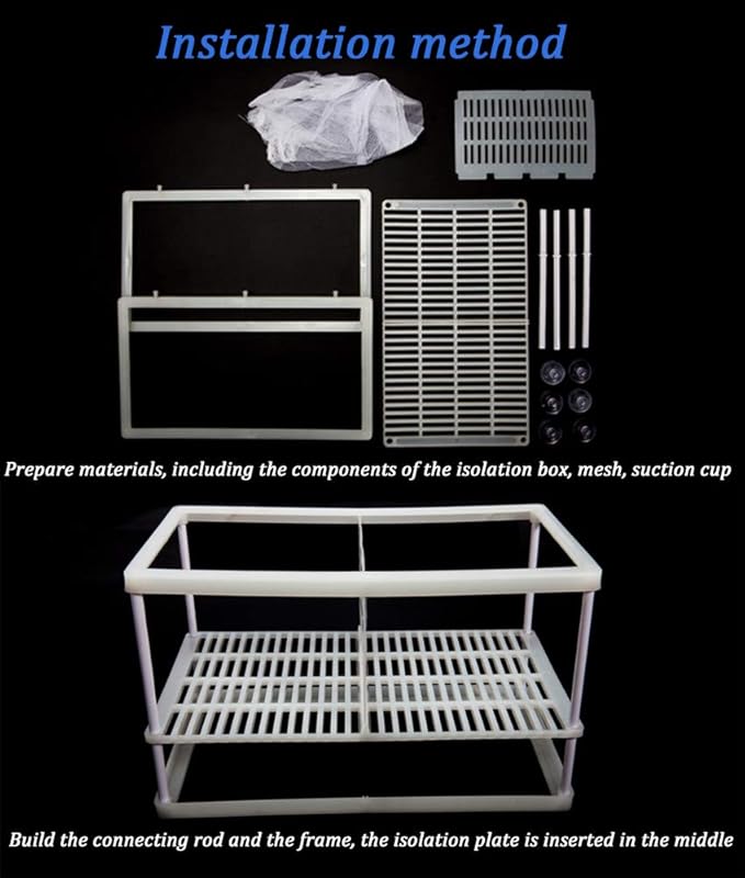 NGe Aquarium Fish Breeder Box, Rectangle Isolation Box, with Adjustable Position Isolation Panel, Hatching Box, Juvenile Fish Spawning Incubator Water Isolation Net Hatchery