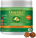 Ocu-GLO Cat & Dog Supplement for Eye Support - Chewable Vision Vitamins Supplements for Large and Small Pets Care with Lutein, Omega-3 Fatty Acids, Grape Seed Extract & Antioxidants