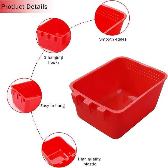20 Pcs Chicken Coop Feeder Water Cup,16 oz Cage Cups Chicken Feeder Waterer, Cage Cups Birds Hanging Feeders, Chicken Feeder Water Bowl for Parakeet Poultry Pigeon Bunny Wire Cage (Red)