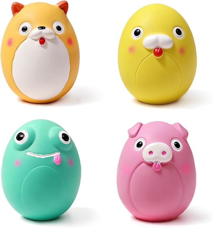 SCHITEC Squeaky Puppy Toys, Interactive Animal Dog Toy Pack, Cute Latex Rubber Squeak Pet Balls for Puppies Mini Small Breed Dogs