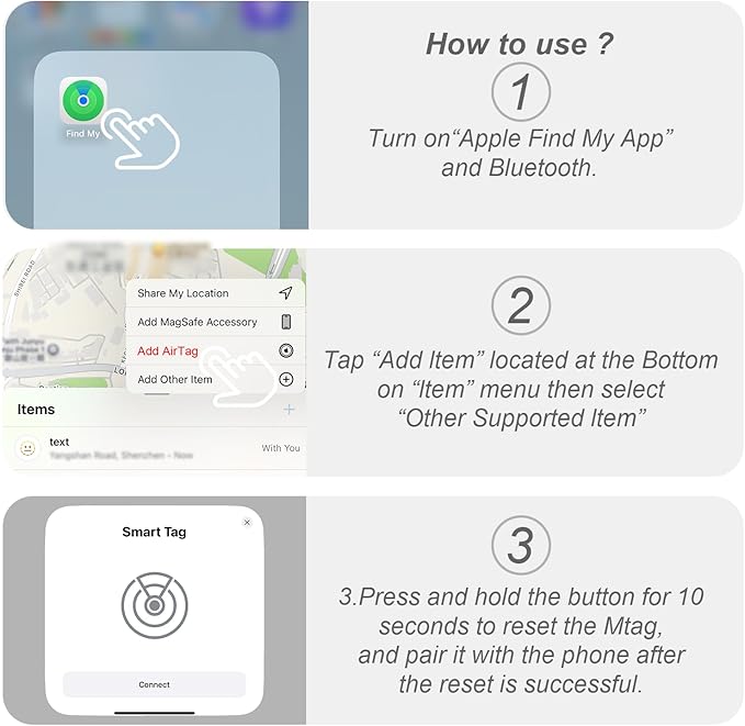 GPS Tracker for Cats, Waterproof GPS Cat Trackers Cats Collar with Bells, No Subscription, GPS Cat Collar, Adapt with Apple Find My (iOS Only) Finder Tag for Items Vehicles, Pets, Kids (Black)