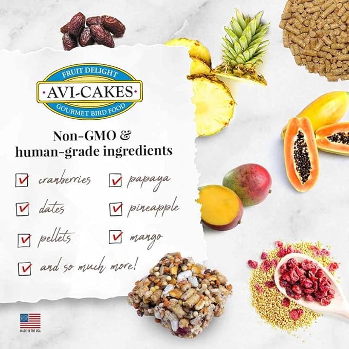 LAFEBER'S Fruit Delight Avi-Cakes Pet Bird Food, Made with Non-GMO and Human-Grade Ingredients, for Parrots (8 oz Pack of 2)