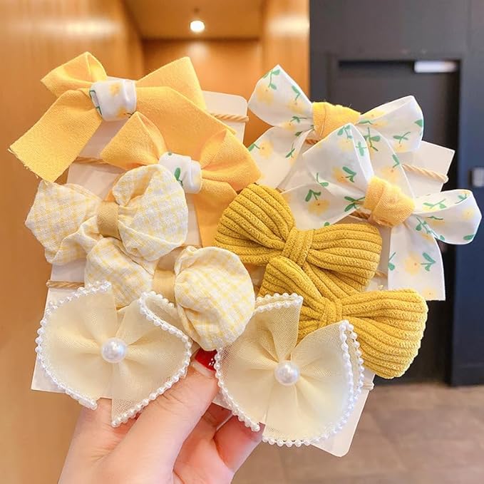 20pcs Yellow Small Dog Hair Bows, Handmade Mix Style Bowknot Top Knot for Yorkie Holiday Daily Grooming