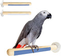 2 Pcs Natural Wood Bird Cage Perch with Foot Grinding, 7.8 inch Wooden Stand for Pet Birds, Universal Cage Accessory