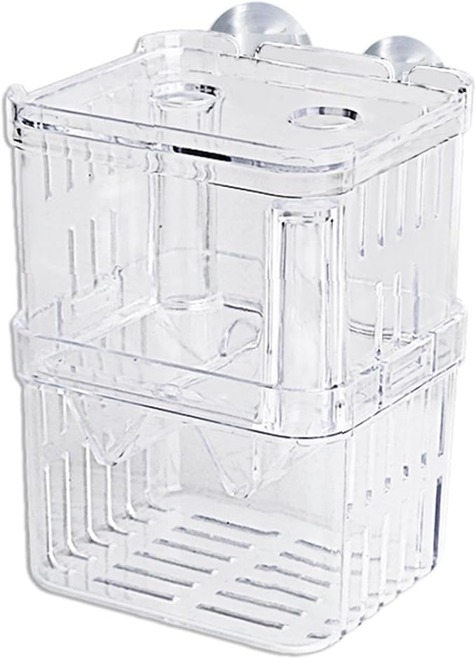 1/2 Fish Breeding Box - Aquarium Breeder Box, Fish Acclimation Box with 2 Suction Cups | Easily Install Fish Isolation Box, Acrylic Aquarium Hatchery Incubator for Baby Fishes Shrimp Betta Guppy