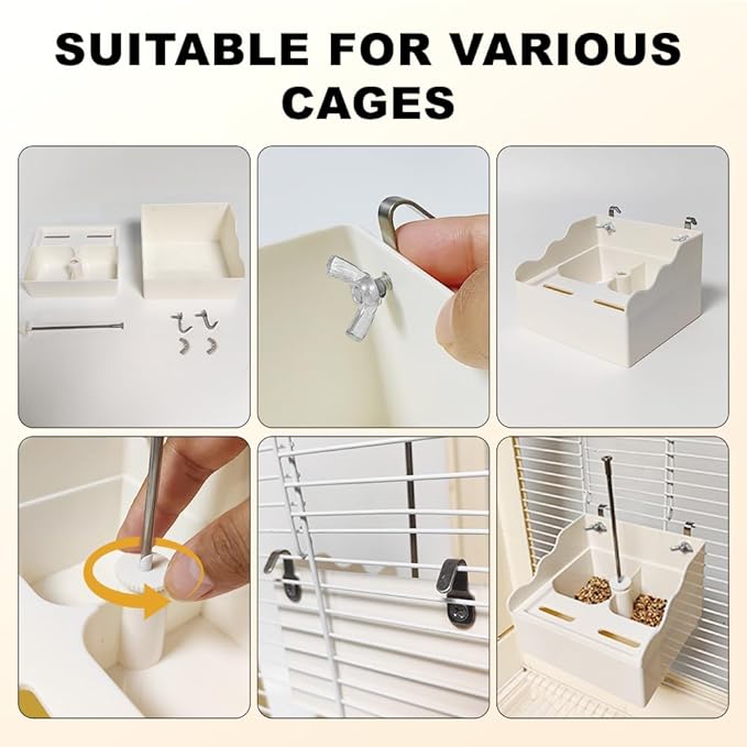 No Mess Bird Feeder for Cage with Vegetable and Fruit Holder, Automatic Parrot Feeder Cage Accessories, Food Bowls for Small Parrots Canary Parakeet Budgies Conure Cockatiel Lovebird